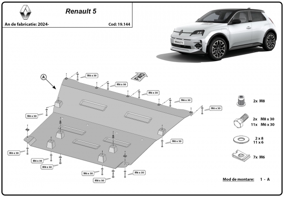 Piastra paramotore di acciaio Renault 5 E-Tech