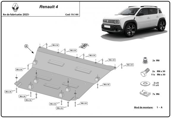 Piastra paramotore di acciaio Renault 4 E-Tech