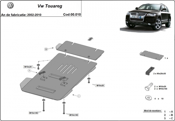 Protezione di acciaio per il cambio Volkswagen Touareg 7L