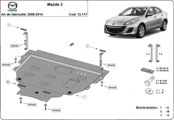 Piastra paramotore di acciaio Mazda 3