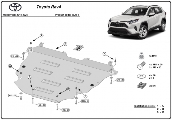 Piastra paramotore di acciaio Toyota Rav4