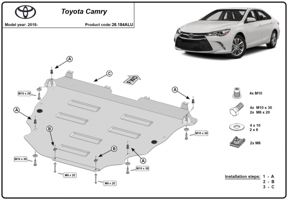 Piastra paramotore di alluminio Toyota Camry