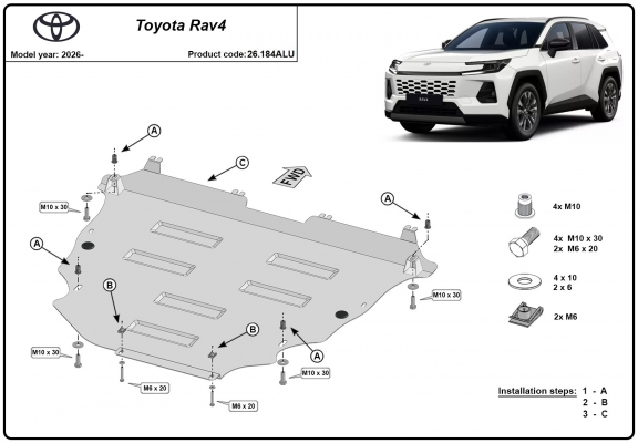 Piastra paramotore di alluminio Toyota RAV4