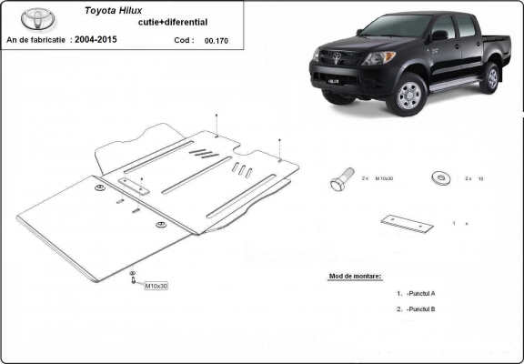Protezione di acciaio per il differenziale  Toyota Hilux