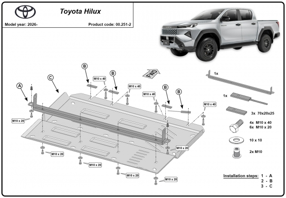 Protezione di acciaio per il differenziale Toyota Hilux