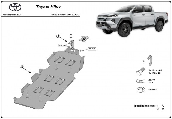 Protezione di alluminio per il serbatoio Toyota Hilux Revo