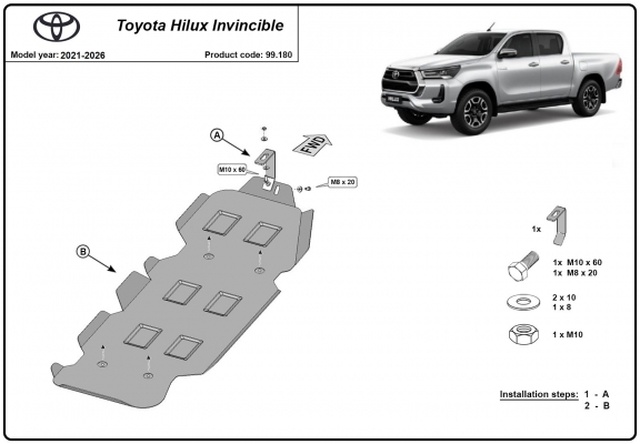 Protezione di acciaio per il serbatoio Toyota Hilux Invincible