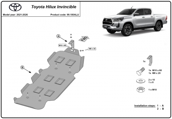 Protezione di alluminio per il serbatoio Toyota Hilux Invincible