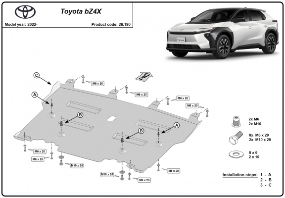 Piastra paramotore di acciaio Toyota BZ4X