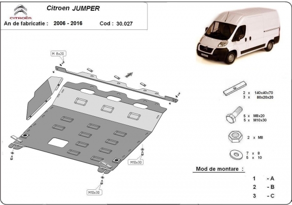 Piastra paramotore di acciaio Citroen Jumper