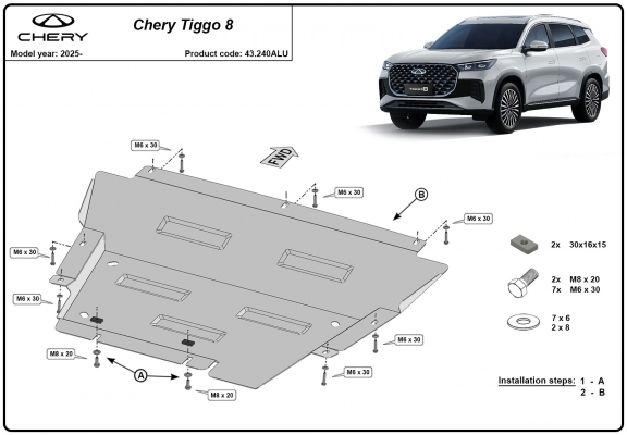 Piastra paramotore di alluminio Chery Tiggo 8
