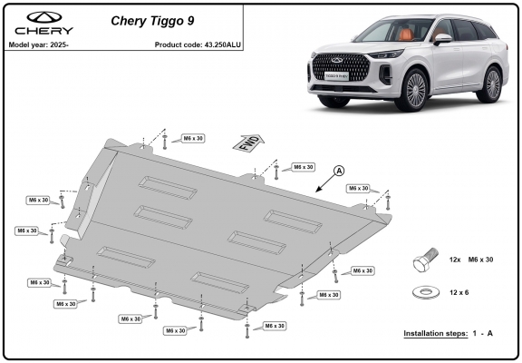 Piastra paramotore di alluminio Chery Tiggo 9