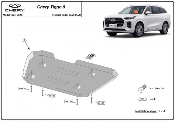 Protezione di alluminio per il serbatoio Chery Tiggo 9