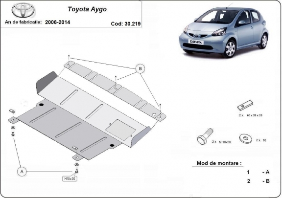 Piastra paramotore di acciaio Toyota Aygo AB10