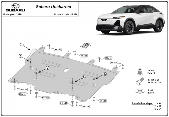 Piastra paramotore di acciaio Subaru Uncharted