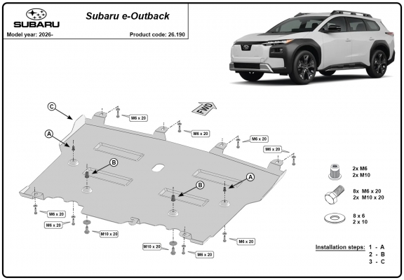 Piastra paramotore di acciaio Subaru E-Outback
