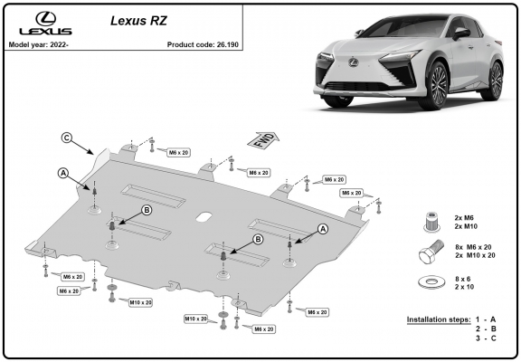 Piastra paramotore di acciaio Lexus RZ